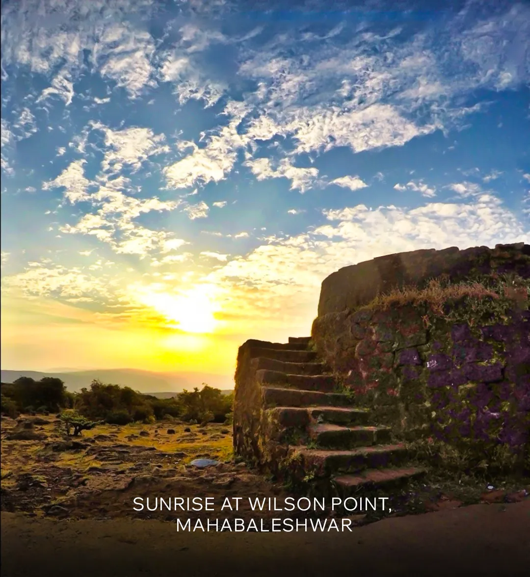 Golden sunrise view from Wilson Point during winter season in Mahabaleshwar
